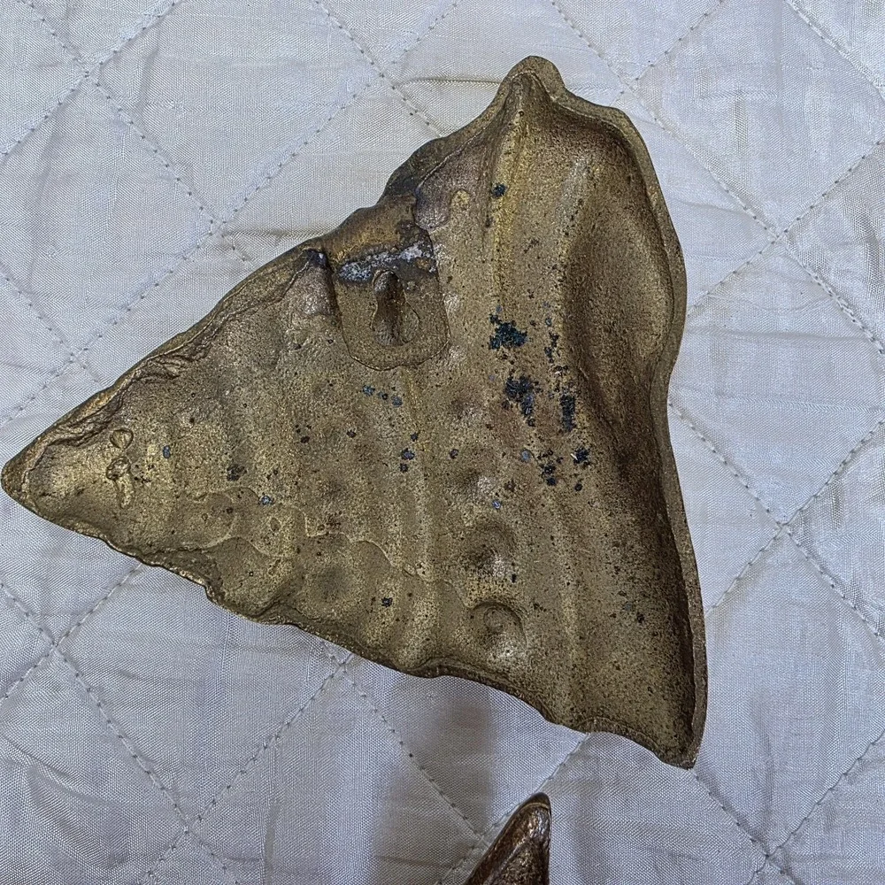 Vintage MCM Solid Brass Sea Shells Starfish Wall Hanging Decor Set of 4 Art Deco